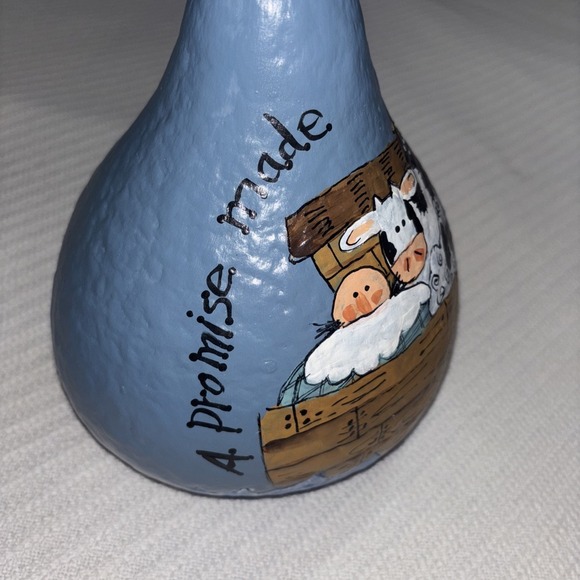 Noah's Ark Hand Painted Gourd‎ Art Decor  "A Promise Made A Promise Kept" Blue - Picture 2 of 8